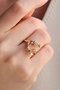 Heliophilia Silver Anillo de Piedra de Circonita Dorado Ajustable